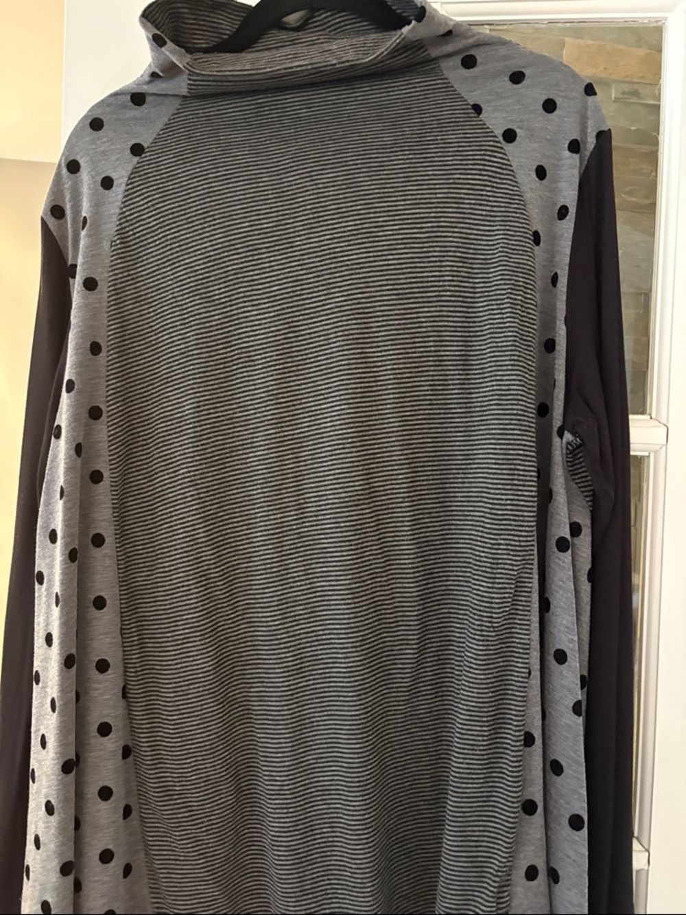 Women's Gray Striped & Polka Dot Pullover/ Alembika!